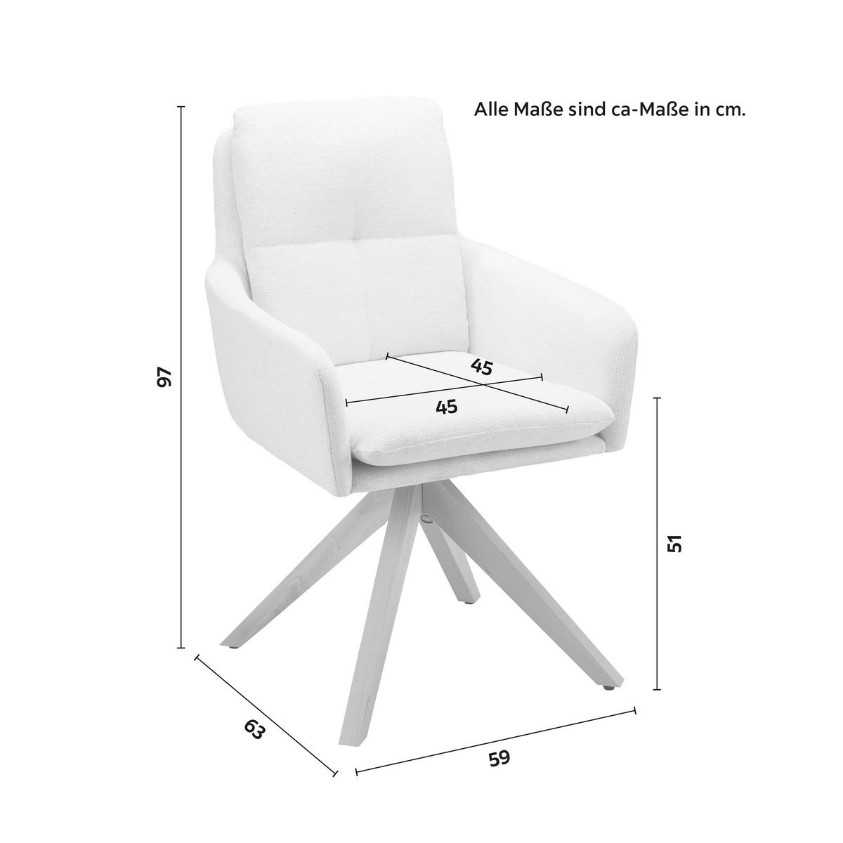 ŽIDLE S PODRUČKAMI FINJA - bílá/barvy buku, Moderní, kov/dřevo (59/97/63cm) - Bessagi Home