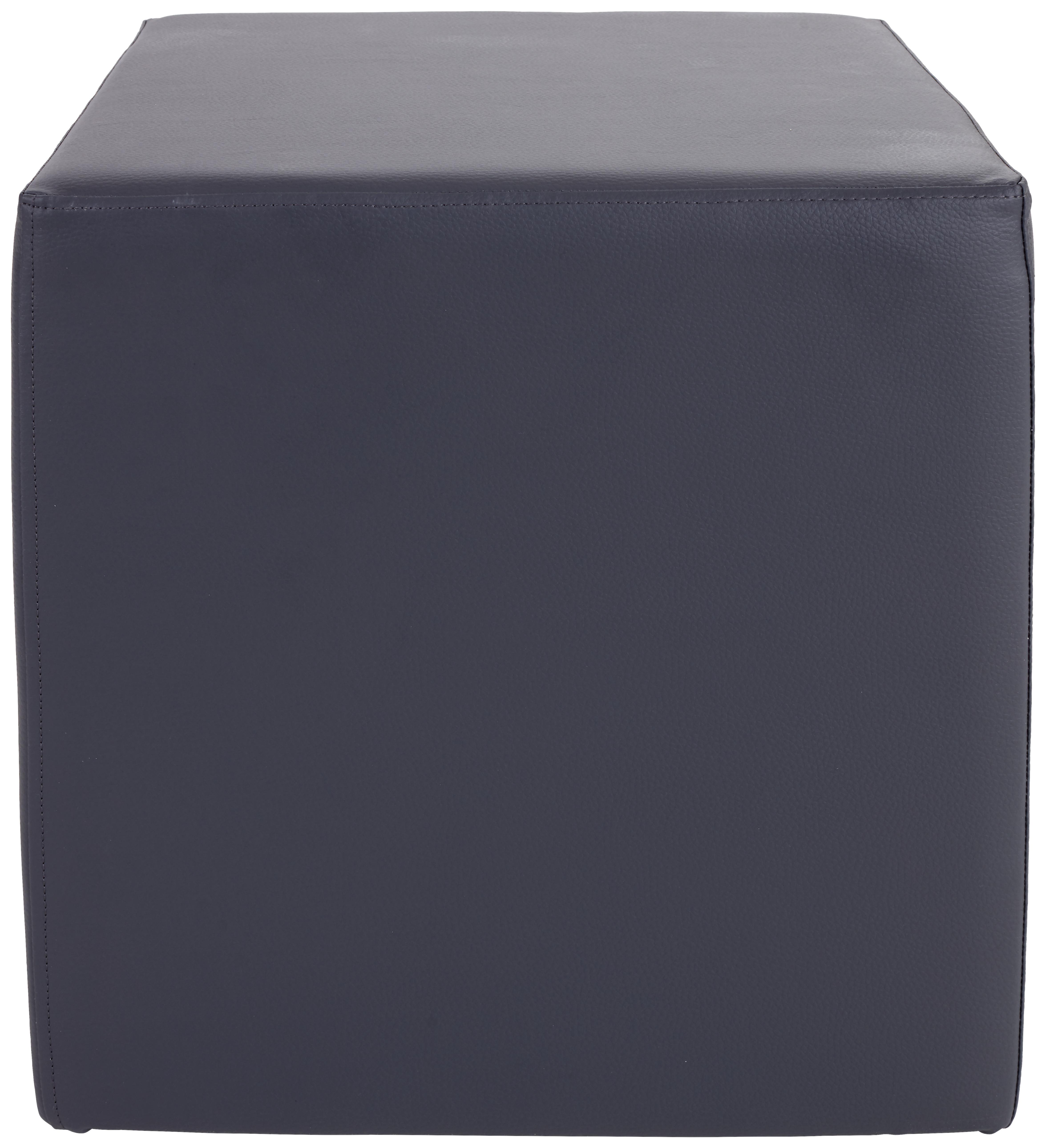 Hocker Betty Lederlook Grau H: 45 cm Würfelförmig - Grau, Basics, Textil (45/45/45cm) - Ondega