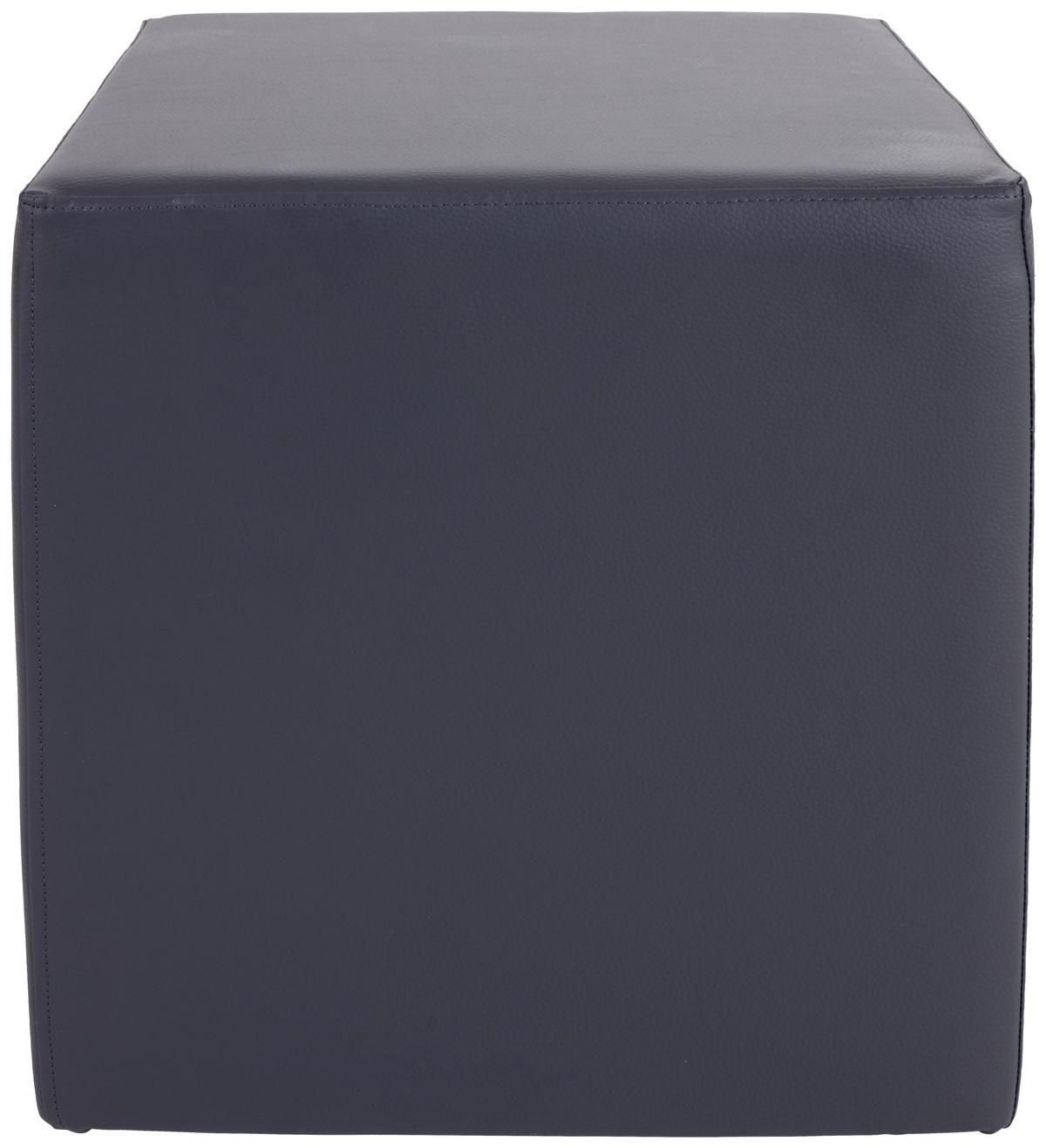 Hocker Betty Lederlook Grau H: 45 cm Würfelförmig - Grau, Basics, Textil (45/45/45cm) - Ondega