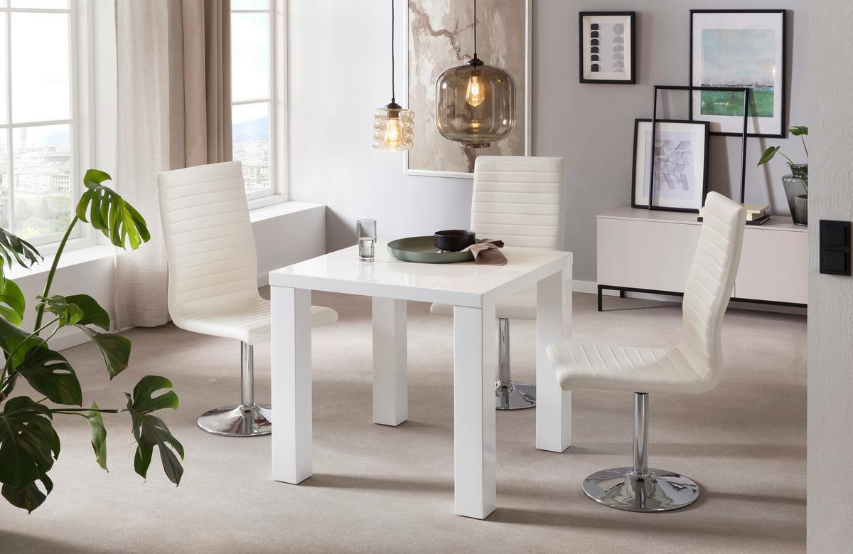 Esstisch Weiß B: 80 Cm - Weiß Hochglanz, MODERN, Holzwerkstoff (80/80/76cm) - Livetastic