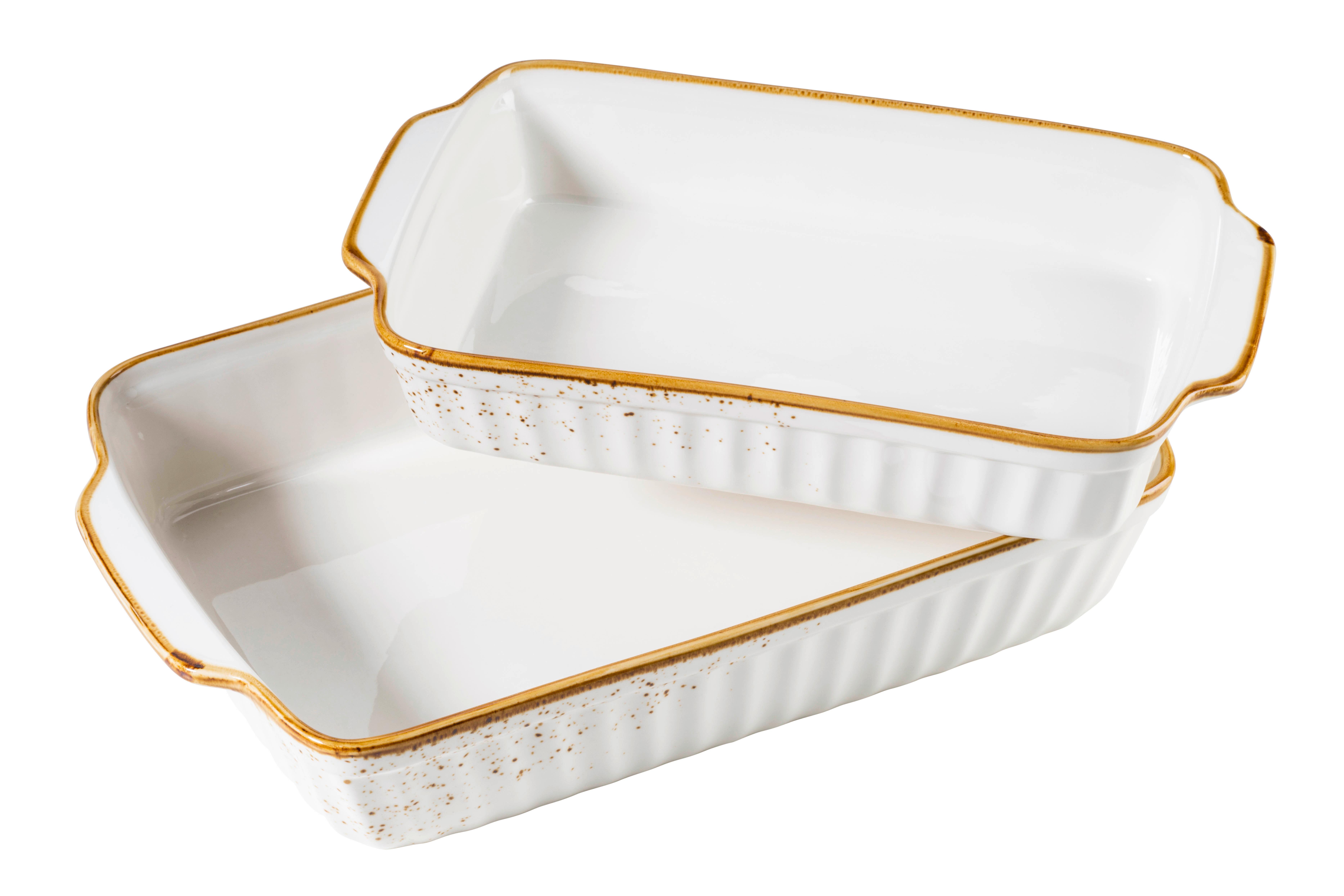 Auflaufform Pintar Porzellan Rechteckig Braun Weiß - Braun/Weiß, Basics, Keramik (36/22/6,6cm) - Mäser