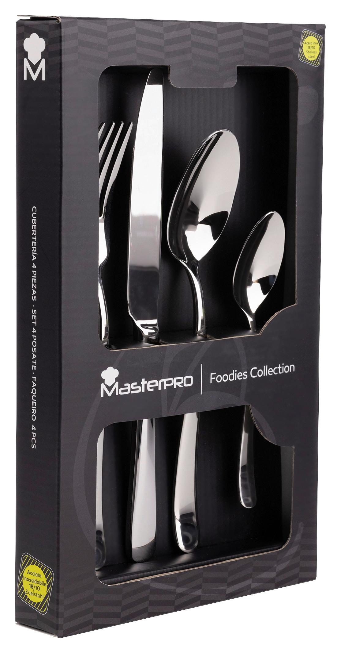 Besteckset 4-teilig Foodies Für 1 Person - Silberfarben, Basics, Metall (27.5/16.7/3.3cm) - Masterpro