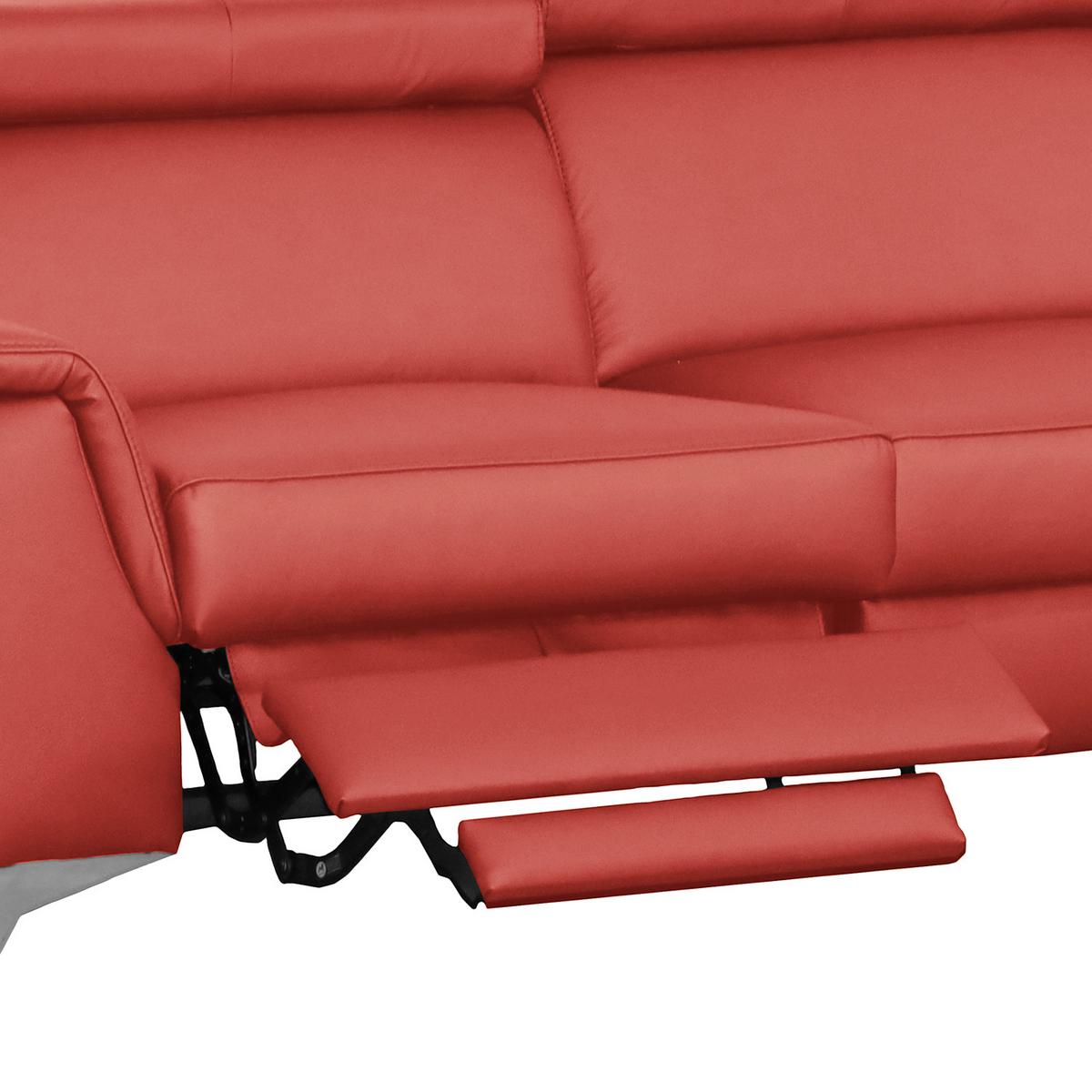 Ecksofa Lince Rot S: 257x197 Cm - Chromfarben/Rot, Design, Leder/Textil (257/197cm) - Livetastic