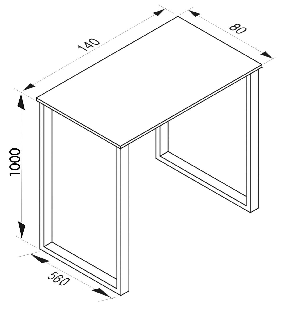 Bartisch Xona B 140x80 - Anthrazit/Schwarz, KONVENTIONELL, Holzwerkstoff/Metall (140/80/102cm)