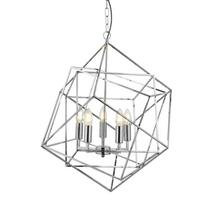 Hängeleuchte Cube H: 150 cm 5-Flammig, höhenverstellbar - Chromfarben, Design, Metall (55/150cm)