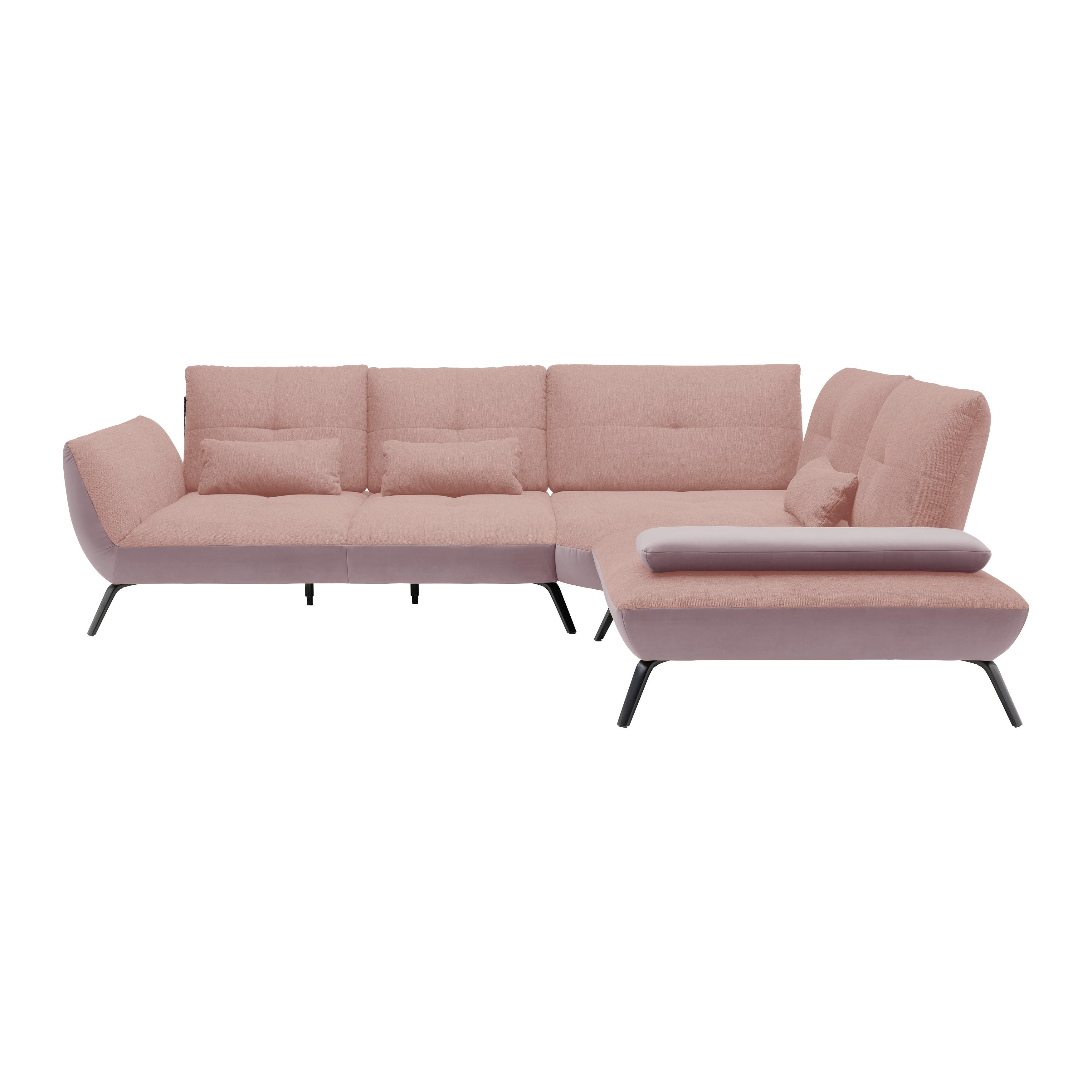 Rohová sedačka TRENDY, pravá, šeříková / růžová - růžová/černá, Moderní, kov/kompozitní dřevo (310/93/250cm) - Premium Living