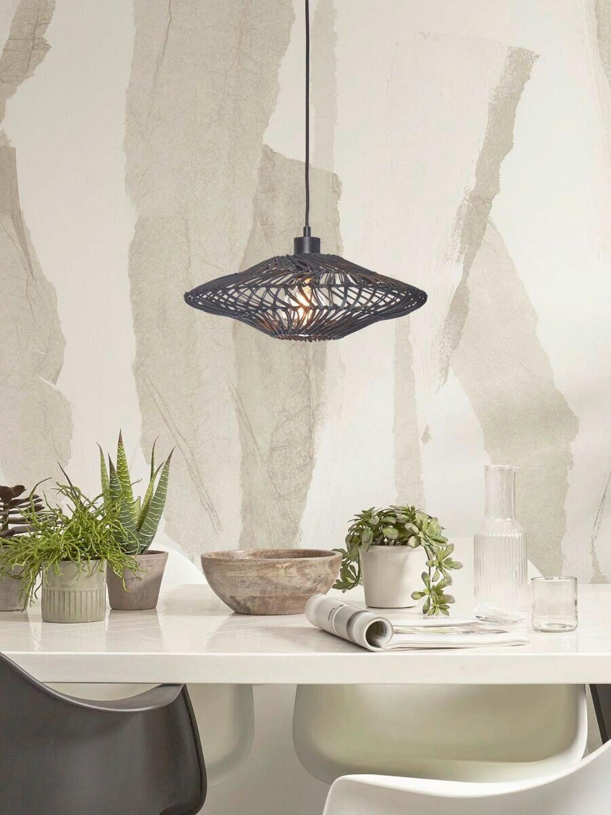 Hängeleuchte Zanzibar/H/4012/B - Schwarz, Trend, Naturmaterialien (40/12cm) - Good & Mojo