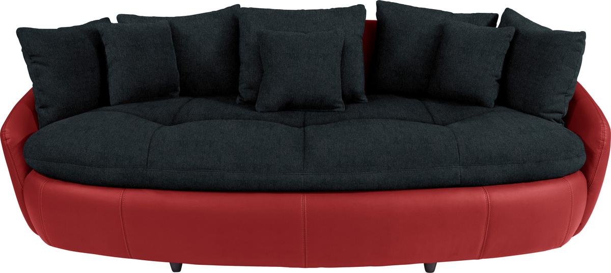 Big Sofa Aruba mit Kissen Schwarz/Rot Lederlook - Rot/Schwarz, LIFESTYLE, Textil (238/80/140cm)