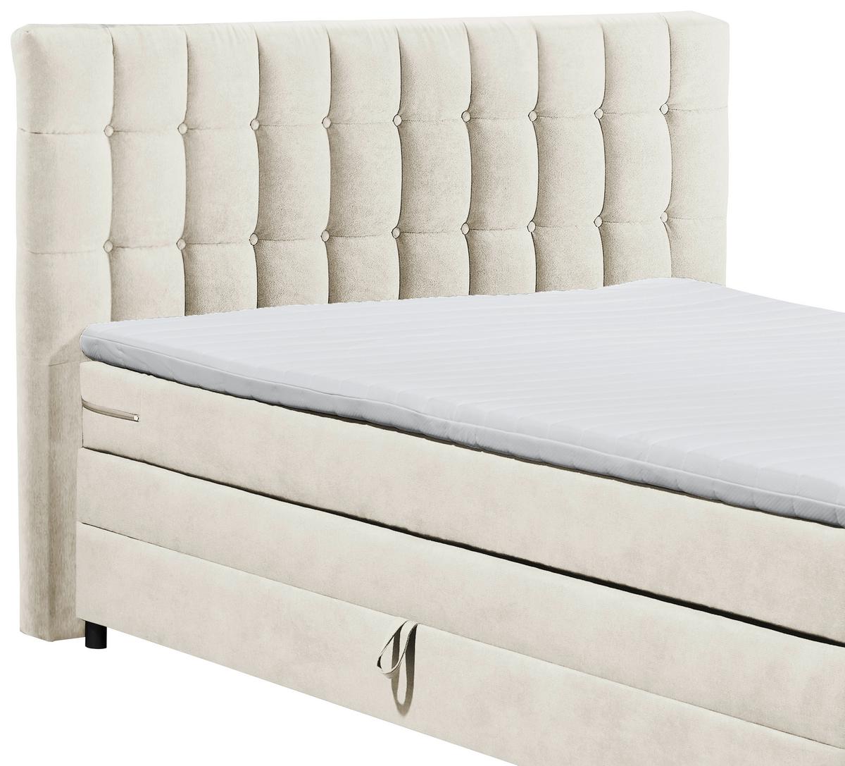 Boxspringbett mit Topper & Bettkasten 180x200 Mendoza - Creme/Schwarz, MODERN, Holzwerkstoff/Textil (180/200cm) - MID.YOU