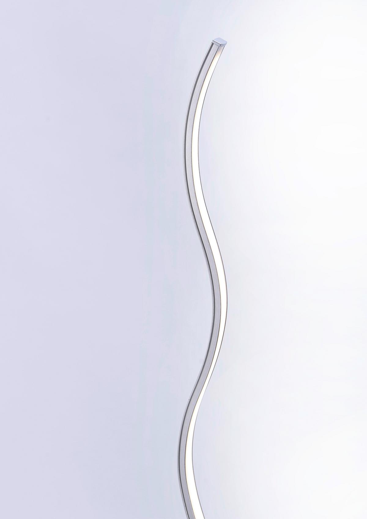 LED-Stehlampe Wave Silberfarben Länglich Wellen - Silberfarben, Design, Metall (14/14/120cm)