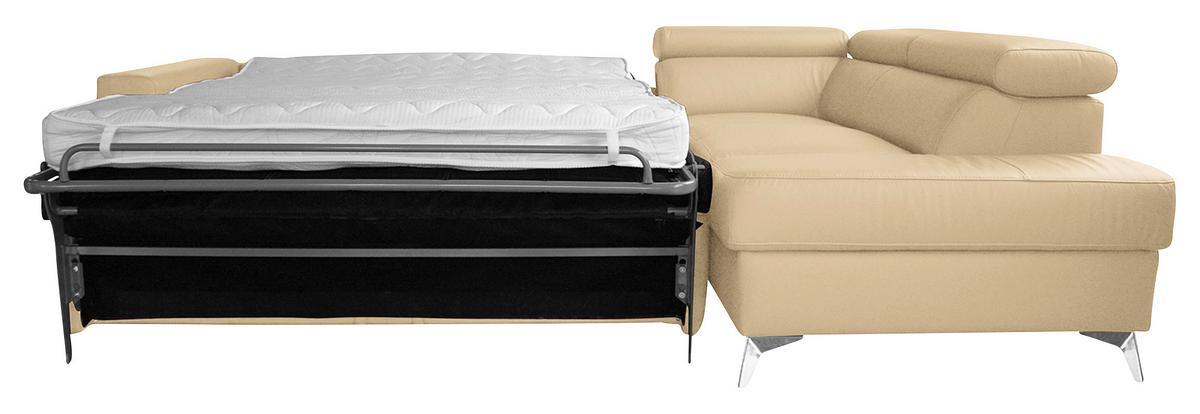 Ecksofa Mondo, Beige S: 286x208 Cm - Chromfarben/Beige, Design, Leder/Textil (286/208cm) - Livetastic