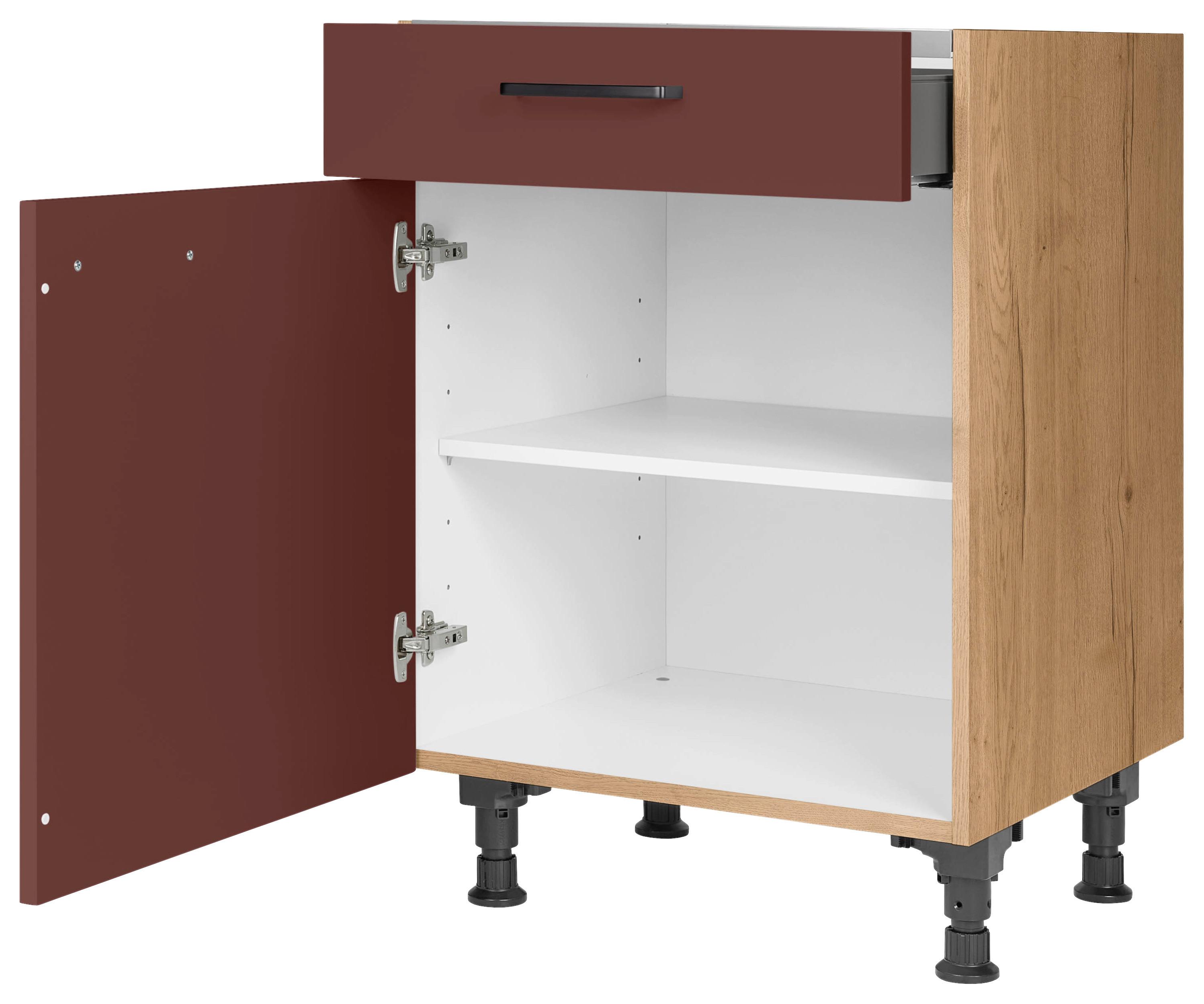 Kochfeldumbauschrank Easytouch - Eichefarben/Rot, MODERN, Holzwerkstoff (60/87/56cm) - Nobilia