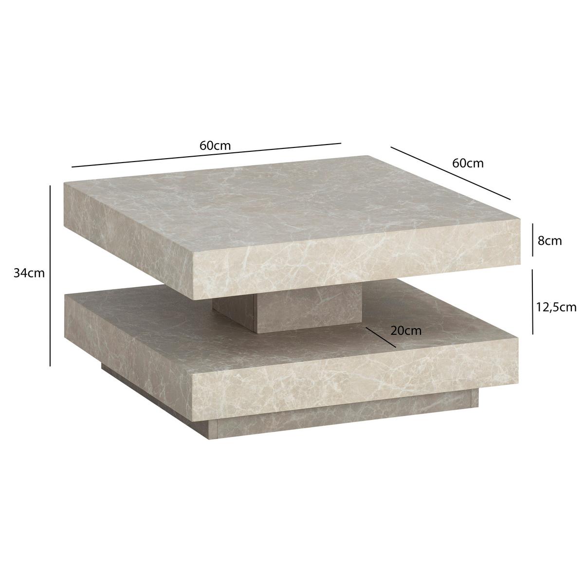 Couchtisch Sandfarben L: 60 cm - Sandfarben, Design, Holzwerkstoff (60/60/34cm) - Livetastic