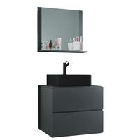 Badezimmer Lendas Bl M - Anthrazit/Schwarz, MODERN, Glas/Keramik (61cm) - MID.YOU