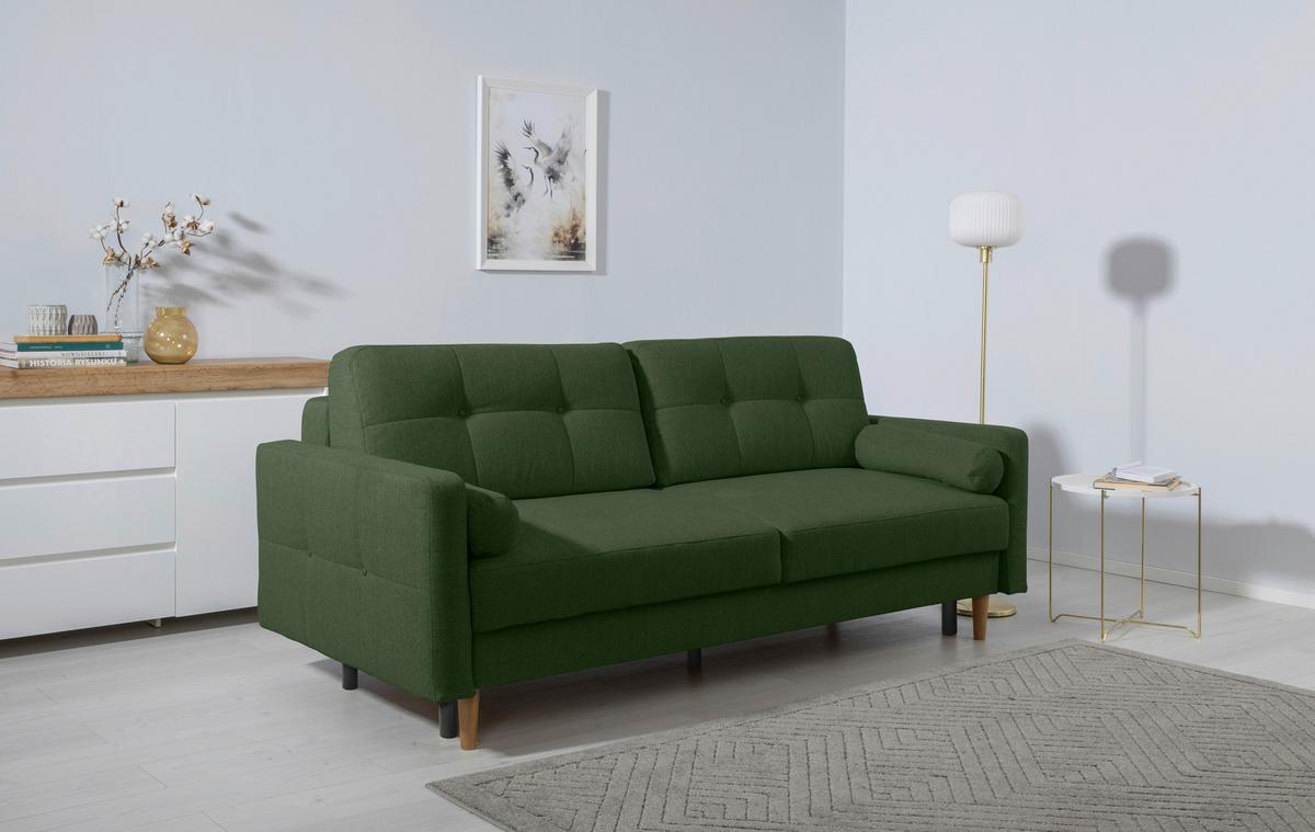 Schlafsofa Noret, Grün B: 222 Cm - Buchefarben/Grün, Design, Textil (222/93/99cm) - MID.YOU