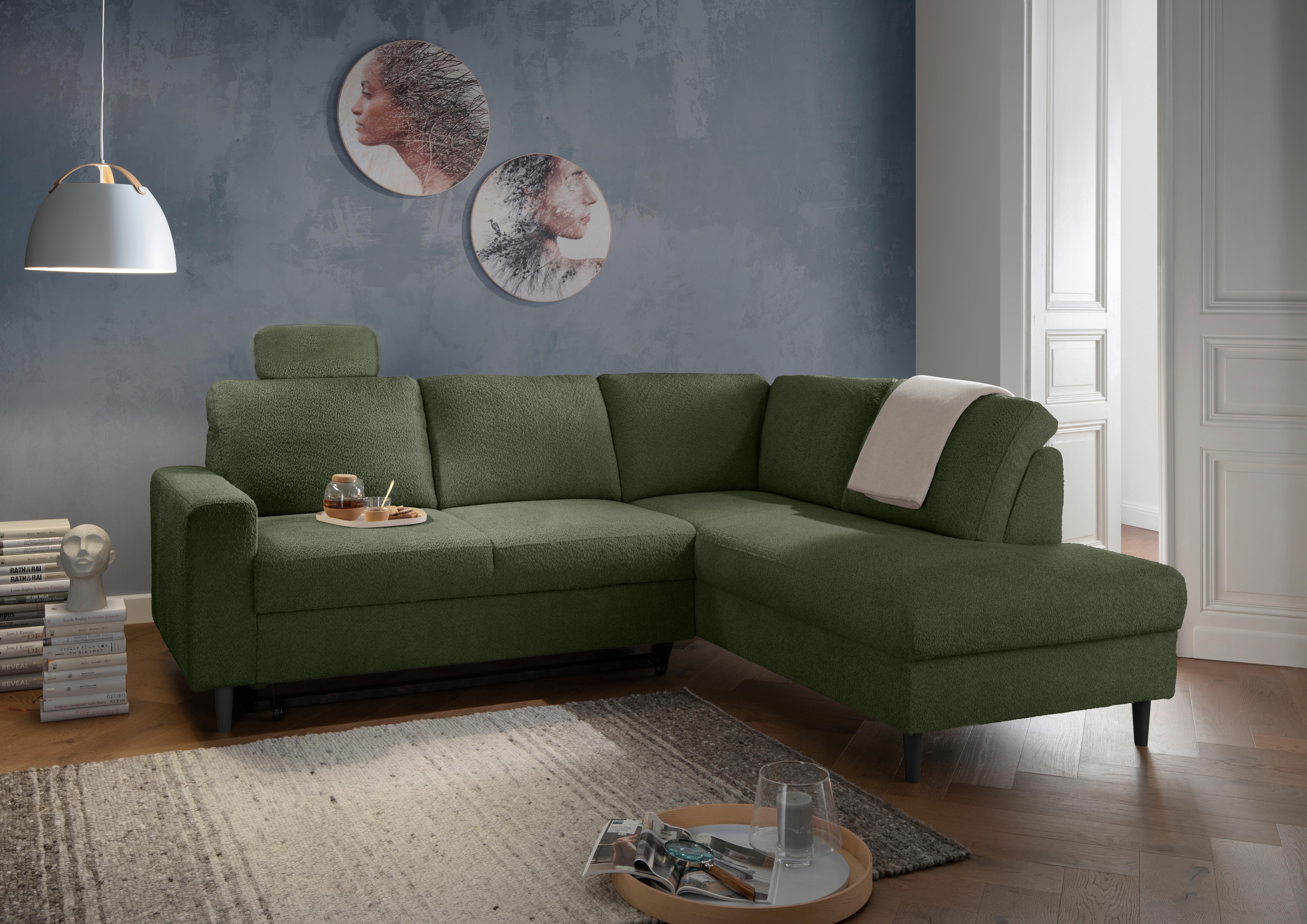Eckschlafsofa Passione Dunkelgrün S: 242x200 Cm - Dunkelgrün/Schwarz, MODERN, Textil (242/200cm) - Livetastic