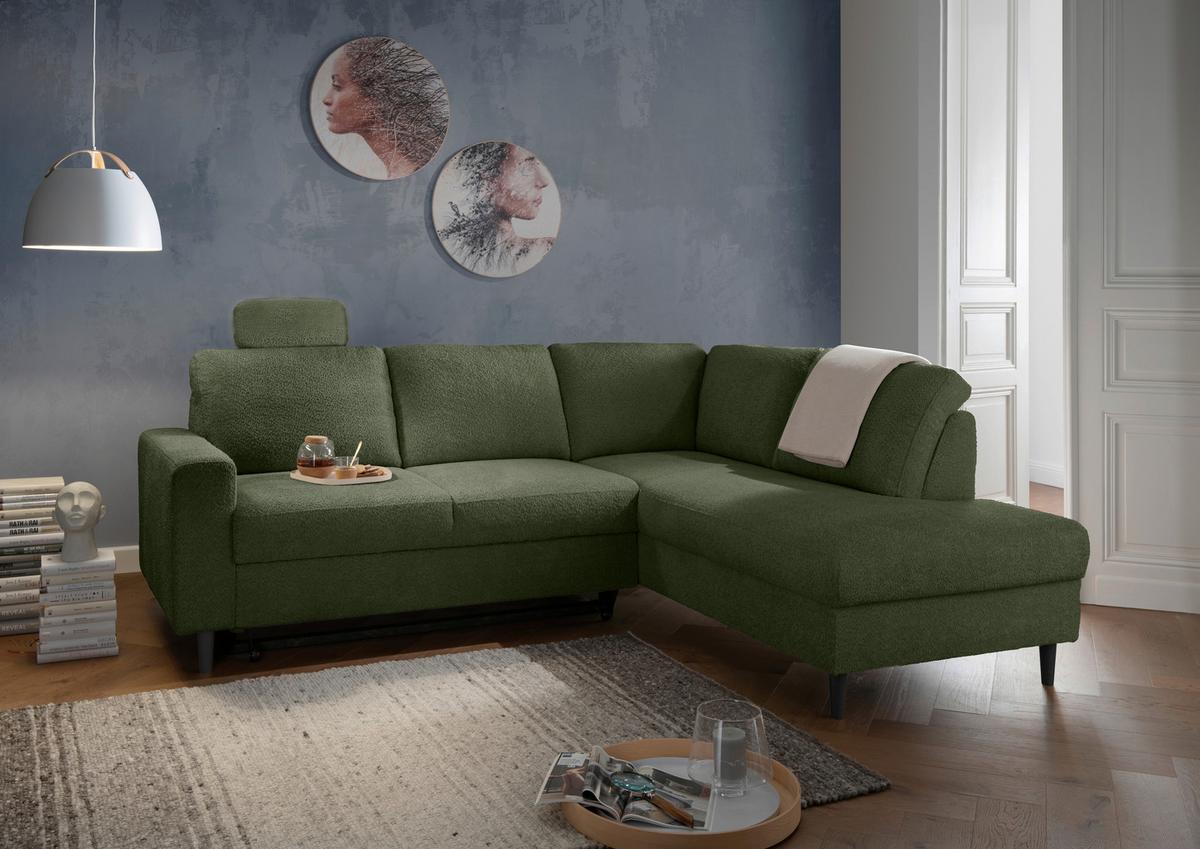 Eckschlafsofa Passione Dunkelgrün S: 242x200 Cm - Dunkelgrün/Schwarz, MODERN, Textil (242/200cm) - Livetastic