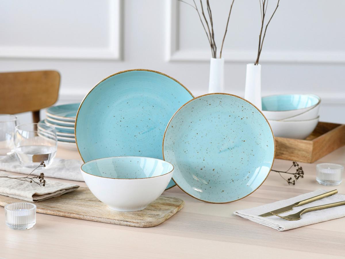 Tafelservice 24807 Vintage Nature Aqua - Weiß/Hellblau, Basics, Keramik - Creatable