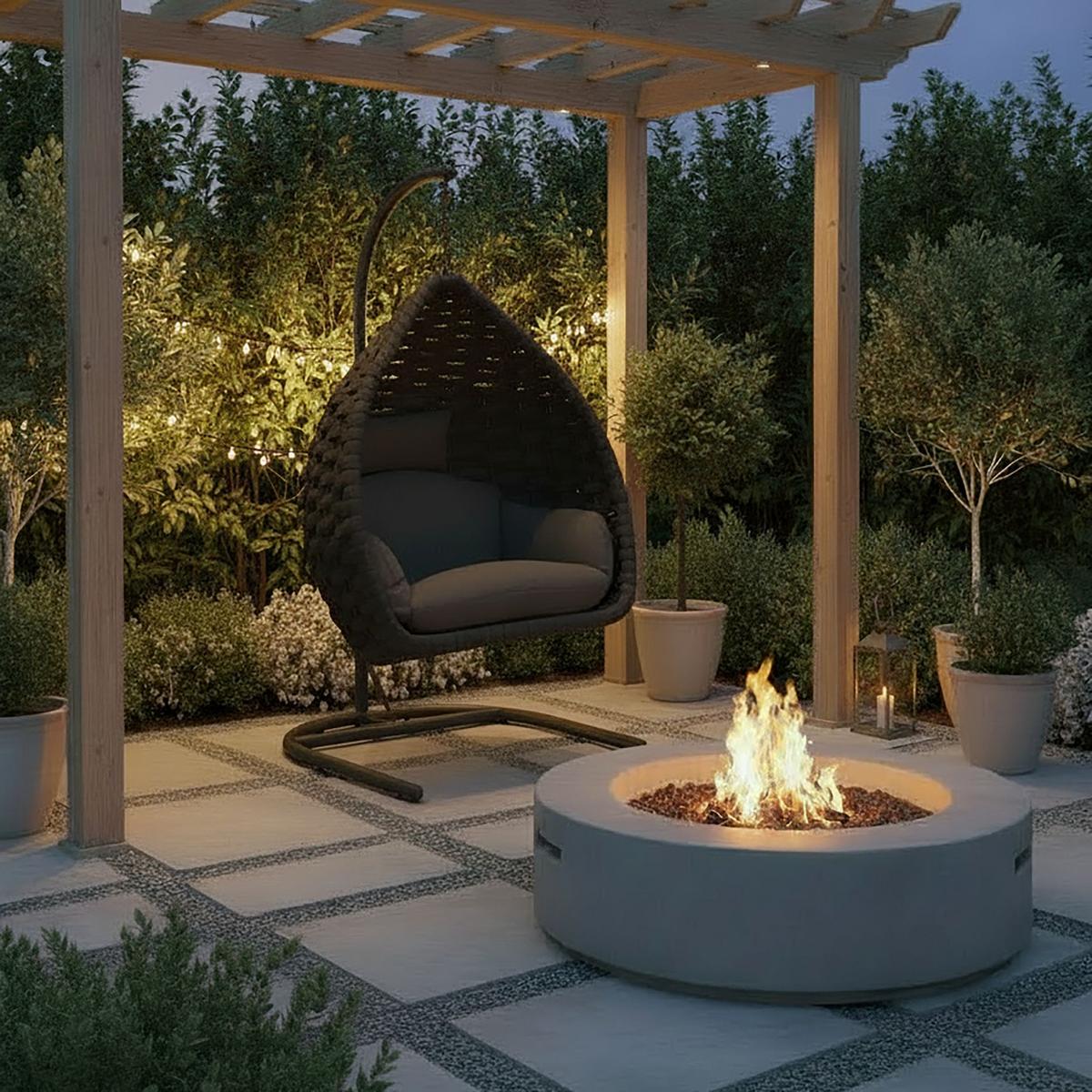 ZÁVĚSNÉ KŘESLO SASA - tmavě šedá, Moderní, kov/textil (115/200/118cm) - Bessagi Garden