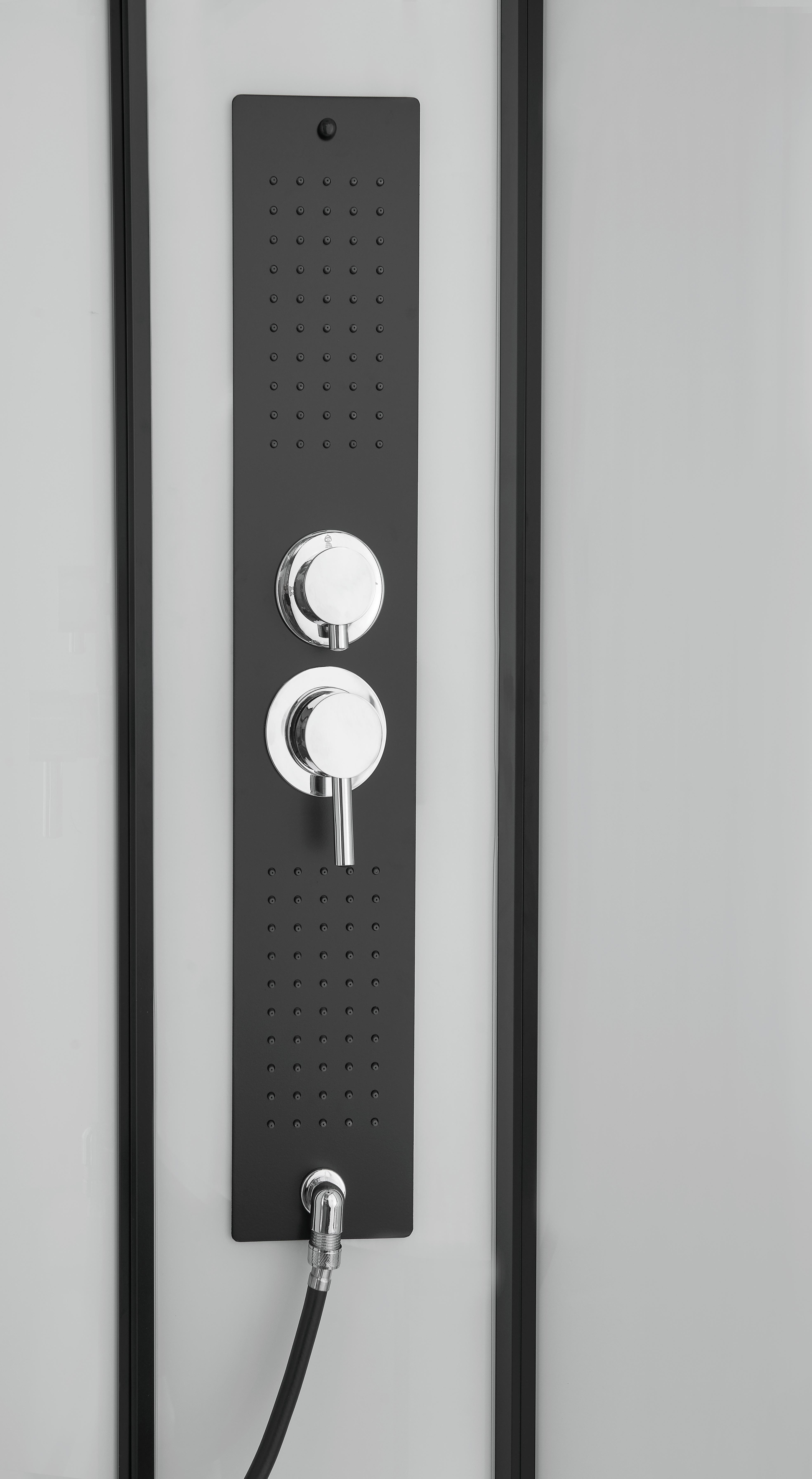 Sprchový kout s LED, Bluetooth, radiem, černá - černá/průhledné, plast/sklo (90/90/225cm) - Sanotechnik