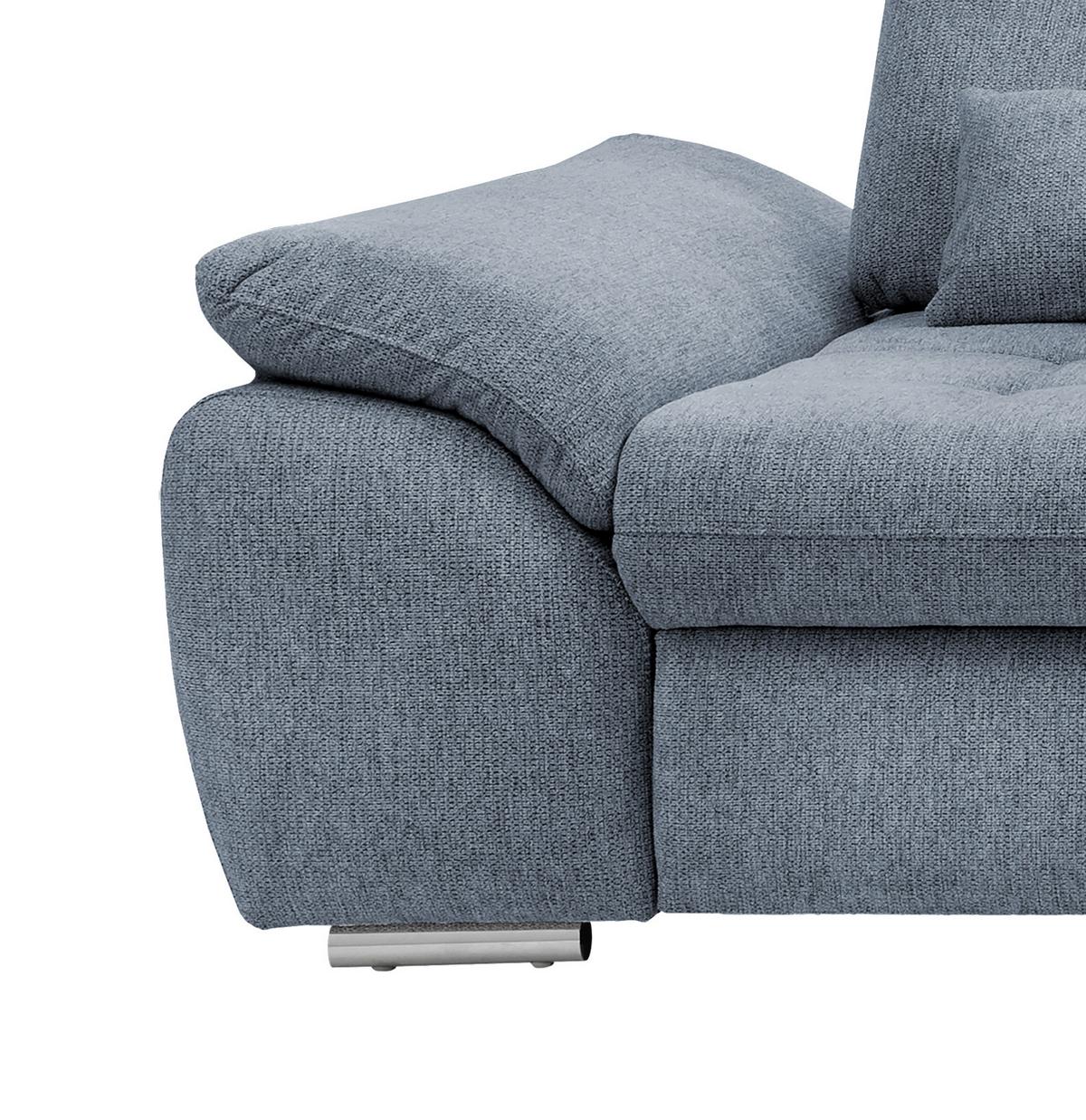 Ecksofa mit Bettkasten Rigatti Hellblau S: 314x184 cm - Chromfarben/Anthrazit, MODERN, Textil (314/184cm) - Livetastic