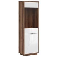 Vitrine Forn Glass-Door Cabinet - Weiß Hochglanz/Eichefarben, Design, Glas/Holzwerkstoff (64/200,5/42,5cm)