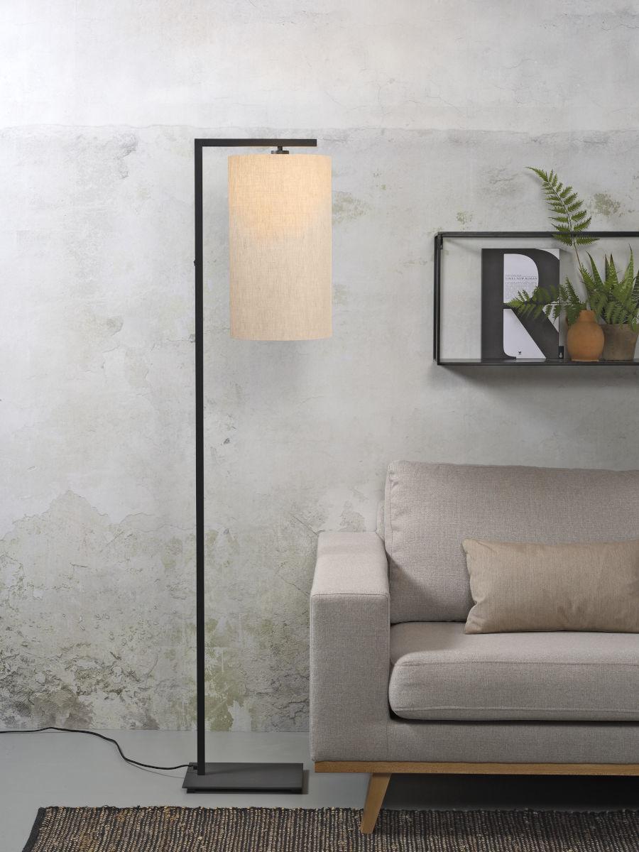 Stehlampe Boston Schwarz/ Hellbeige 1-Flammig - Beige/Schwarz, Basics, Textil/Metall (35/160cm) - It's about Romi