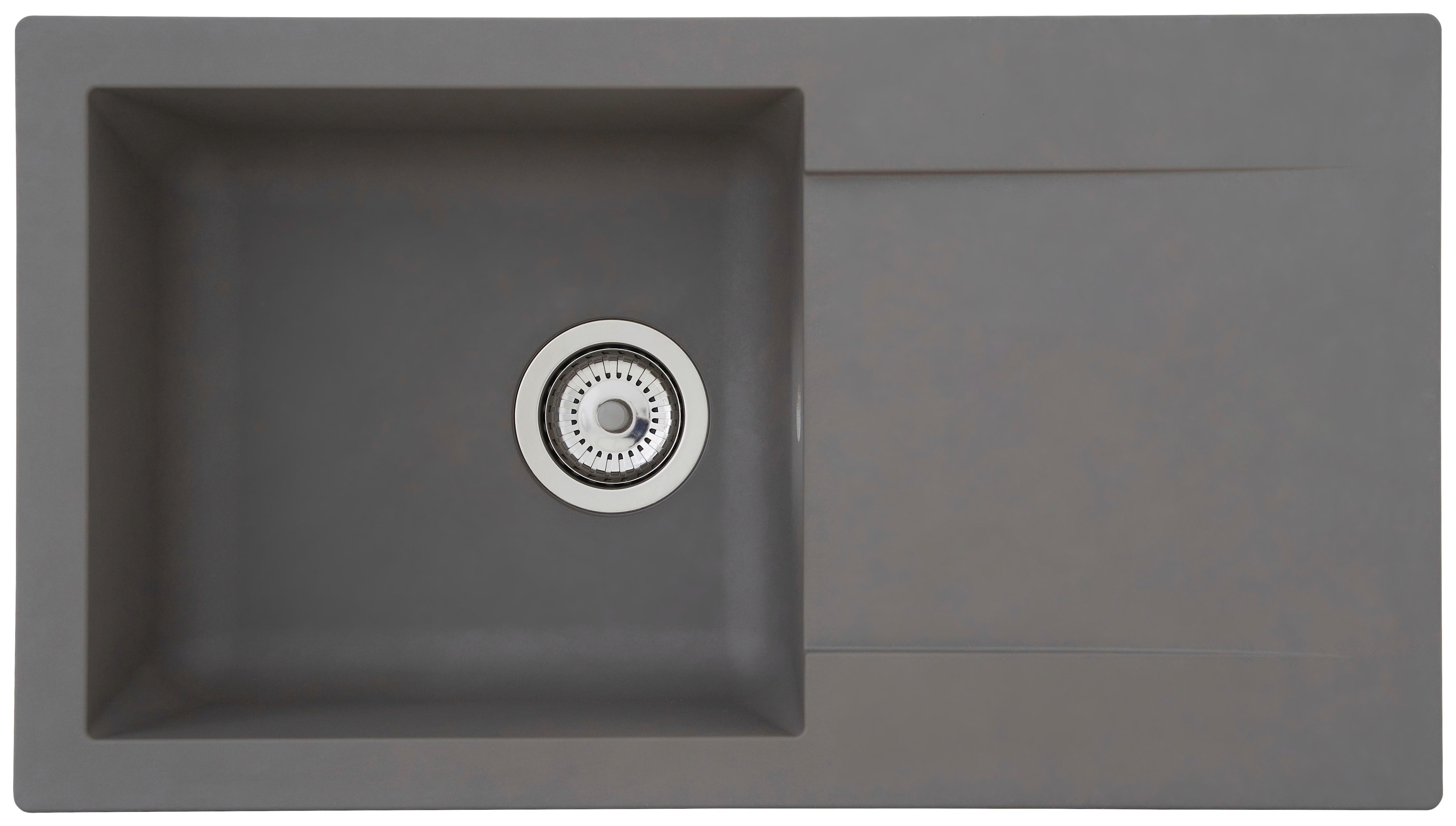 Spüle Respekta Denver Kunststein Bxt: 78x43,5 cm - Grau, Trend, Glas/Kunststoff (78/17/43,5cm) - Respekta