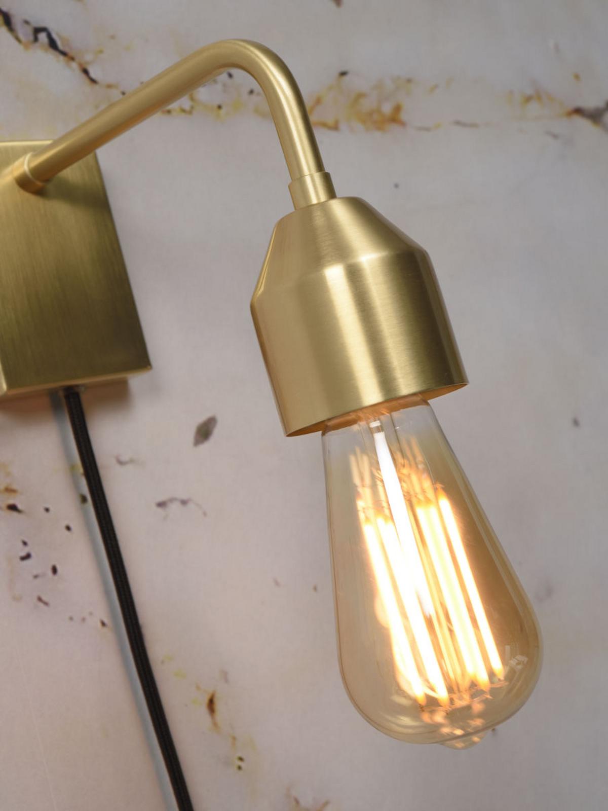 Wandleuchte Madrid 1-Flammig mit Schalter - Goldfarben, Design, Metall (7/14,7/20,3cm) - It's about Romi
