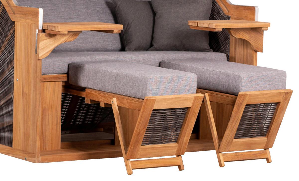 Strandkorb Ostsee Devries Pure Seaside Halblieger, 2-Sitzer - Basics, Holz (150/165/92cm)