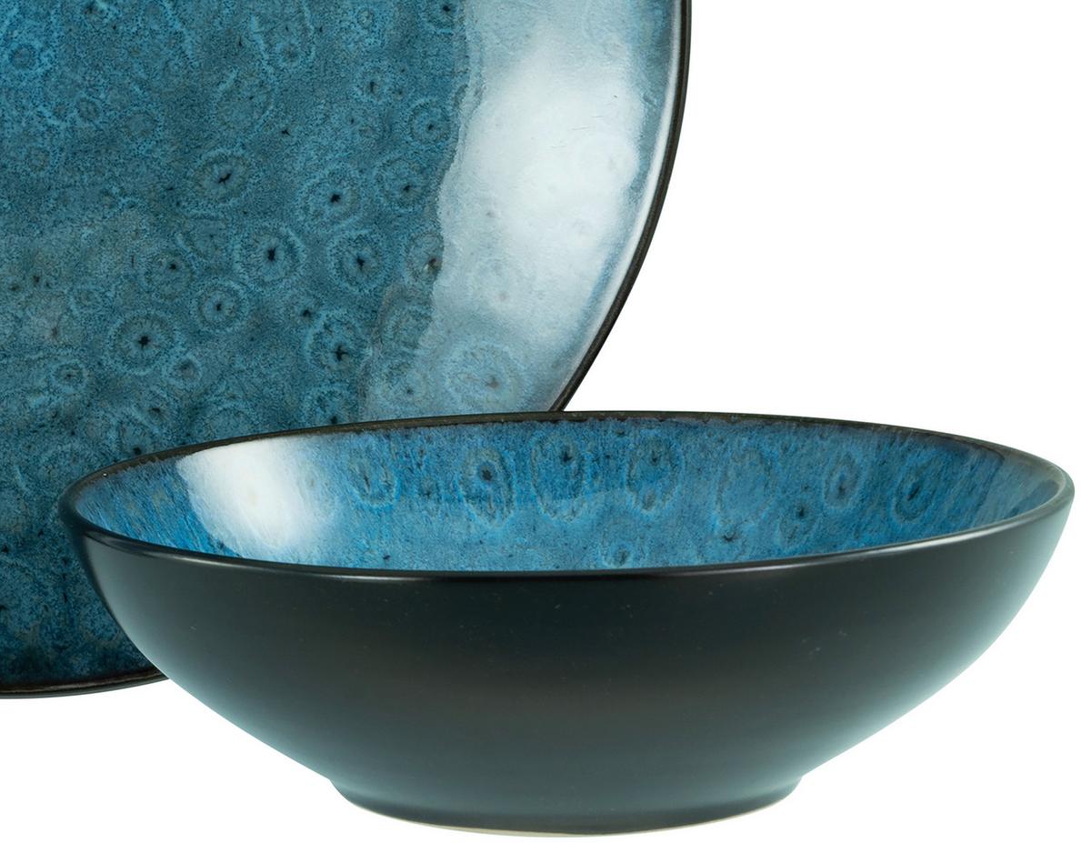 Kombiservice Capri Keramik 4 Personen Geschirr Set - Blau/Dunkelblau, Trend, Keramik (40/26/31cm) - Creatable