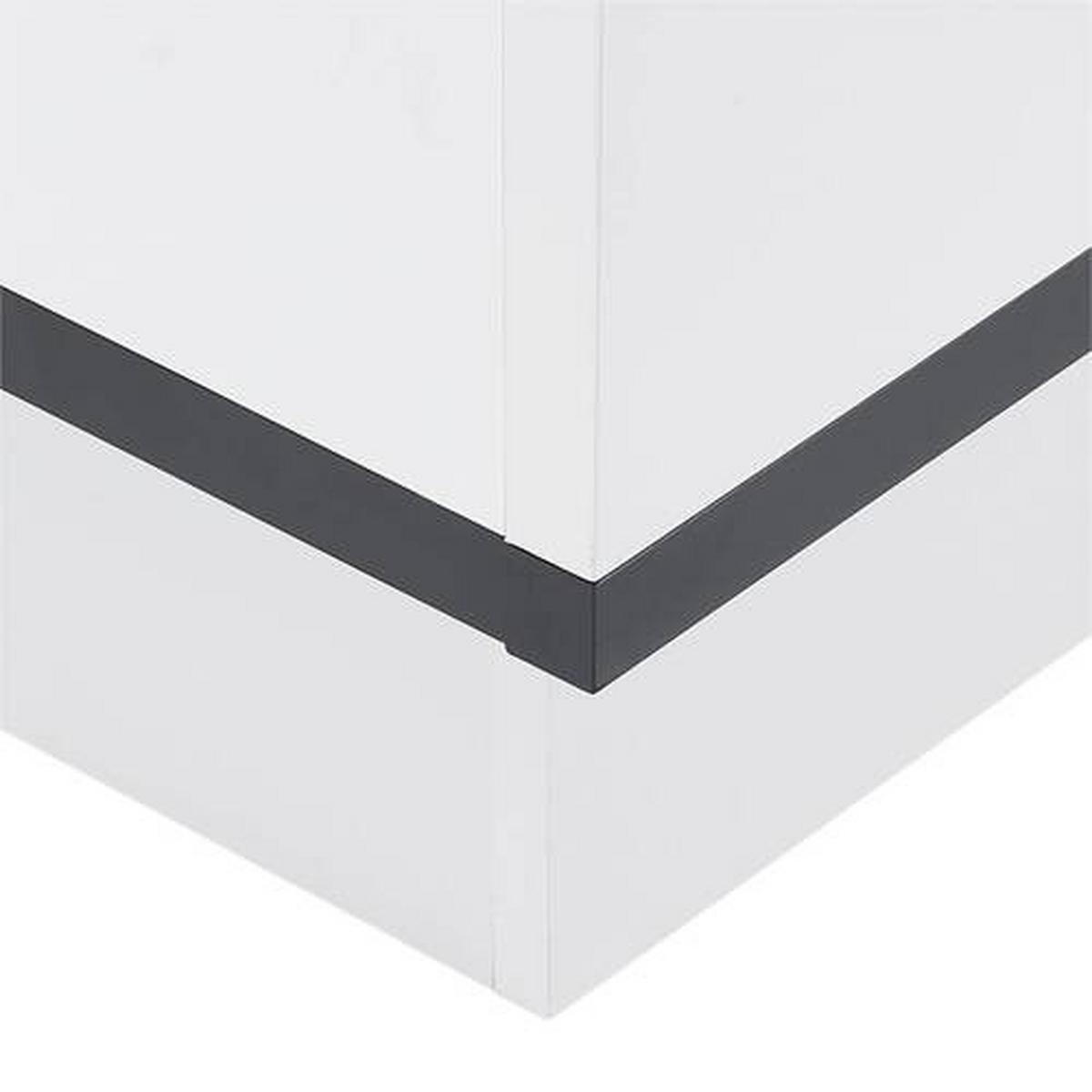 Futonbett 180x200 Cm Lucca Weiß Hochglanz/grau - Weiß/Grau, MODERN, Leder/Holzwerkstoff (180/200cm)