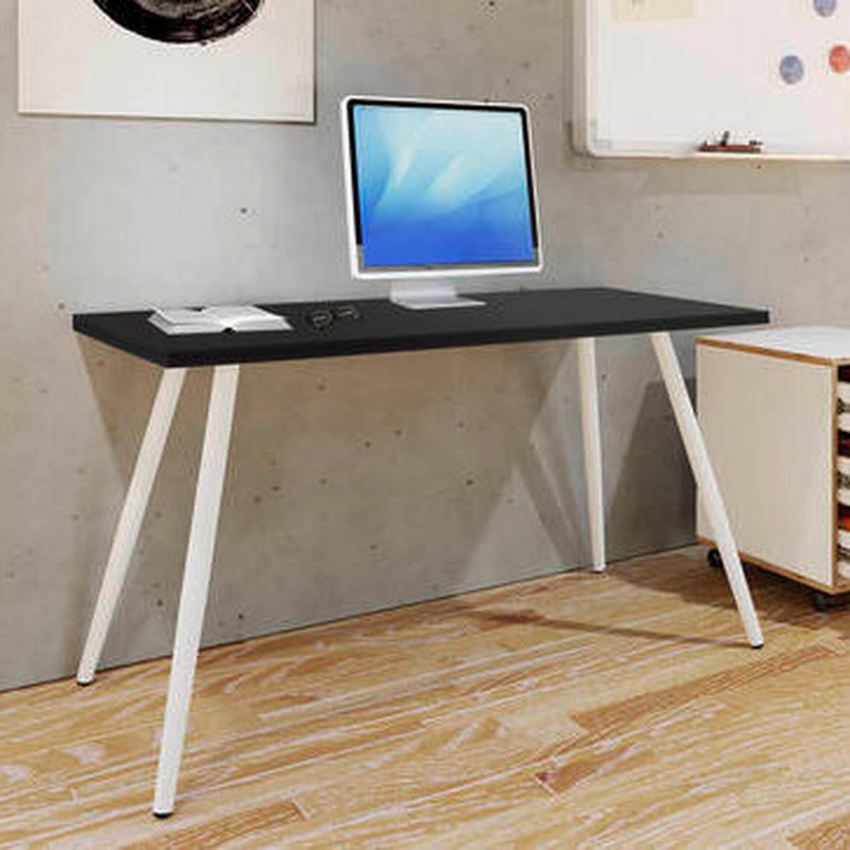 Schreibtisch Salia Anthrazit/weiß, L: 80cm - Anthrazit/Weiß, MODERN, Holzwerkstoff/Metall (80/50/70cm) - MID.YOU