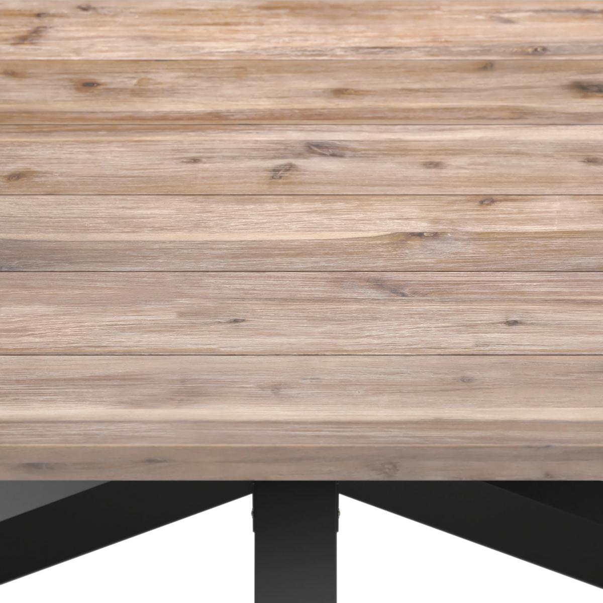 Gartentisch Stockholm Akazienholz L 200cm - Schwarz/Akaziefarben, MODERN, Holz/Metall (200/100/76cm) - Beldano