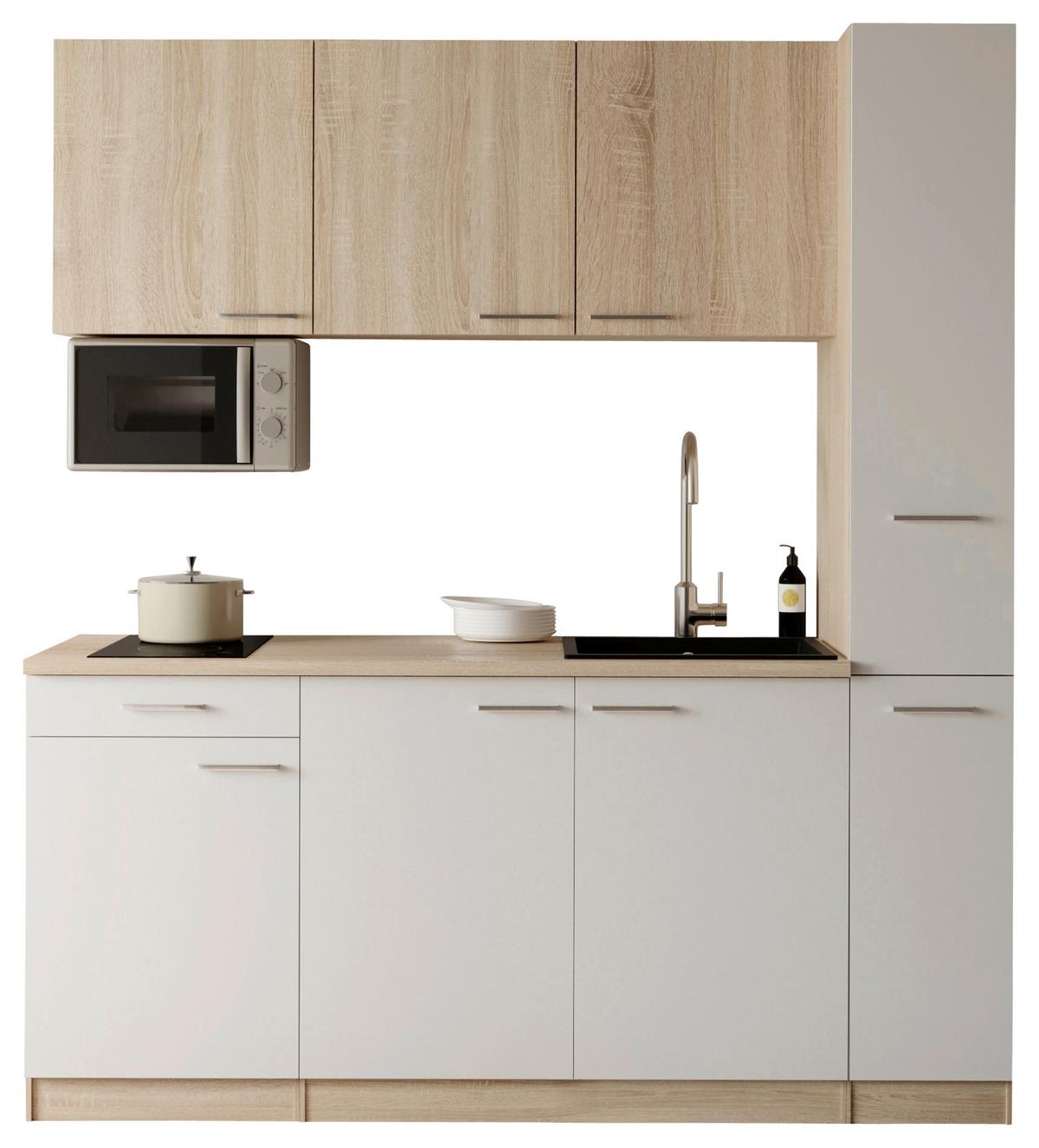 KÜCHENBLOCK Ingrid, Weiß B: 180 cm - Eichefarben/Weiß, Design, Holzwerkstoff (180cm) - Respekta