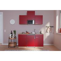 Miniküche M. Mikrowelle + Kühlschrank 150 Cm Rot/eiche - Rot, Basics, Holzwerkstoff (150cm) - Respekta