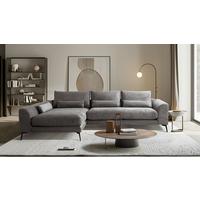 Ecksofa Berlin Cord Grau 172x313 cm - Schwarz/Grau, Design, Textil (172/313cm) - P & B