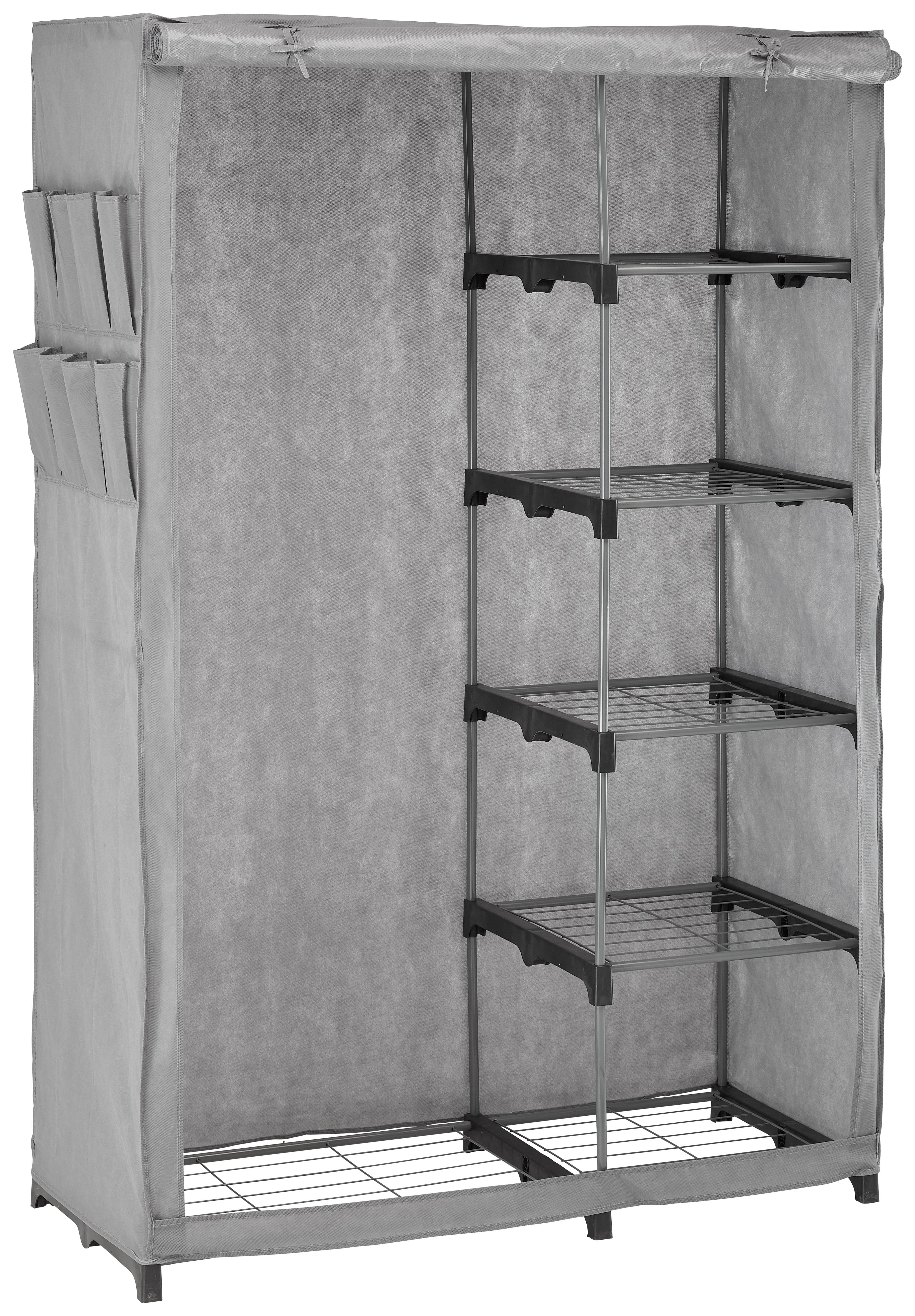 Skriňa Tanya - sivá, kov/textil (116/173/50cm) - Modern Living