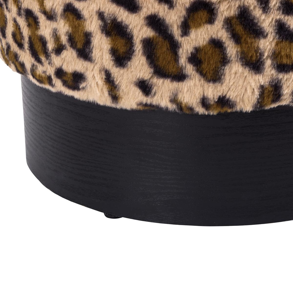 Leopardia taburetka LEO, hnedá/béžová umelá kožušina - hnedá/čierna, Lifestyle, kompozitné drevo/textil (38/43/38cm) - Mömax