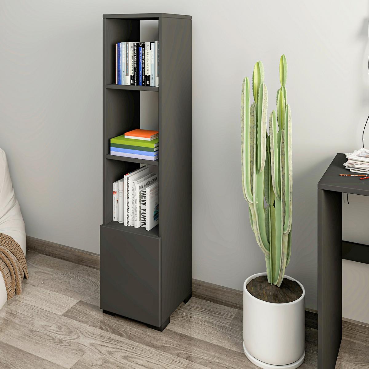 Regal Kuzey Anthrazit B: 31cm - Anthrazit, Design, Holzwerkstoff (31/136/30cm) - Livetastic