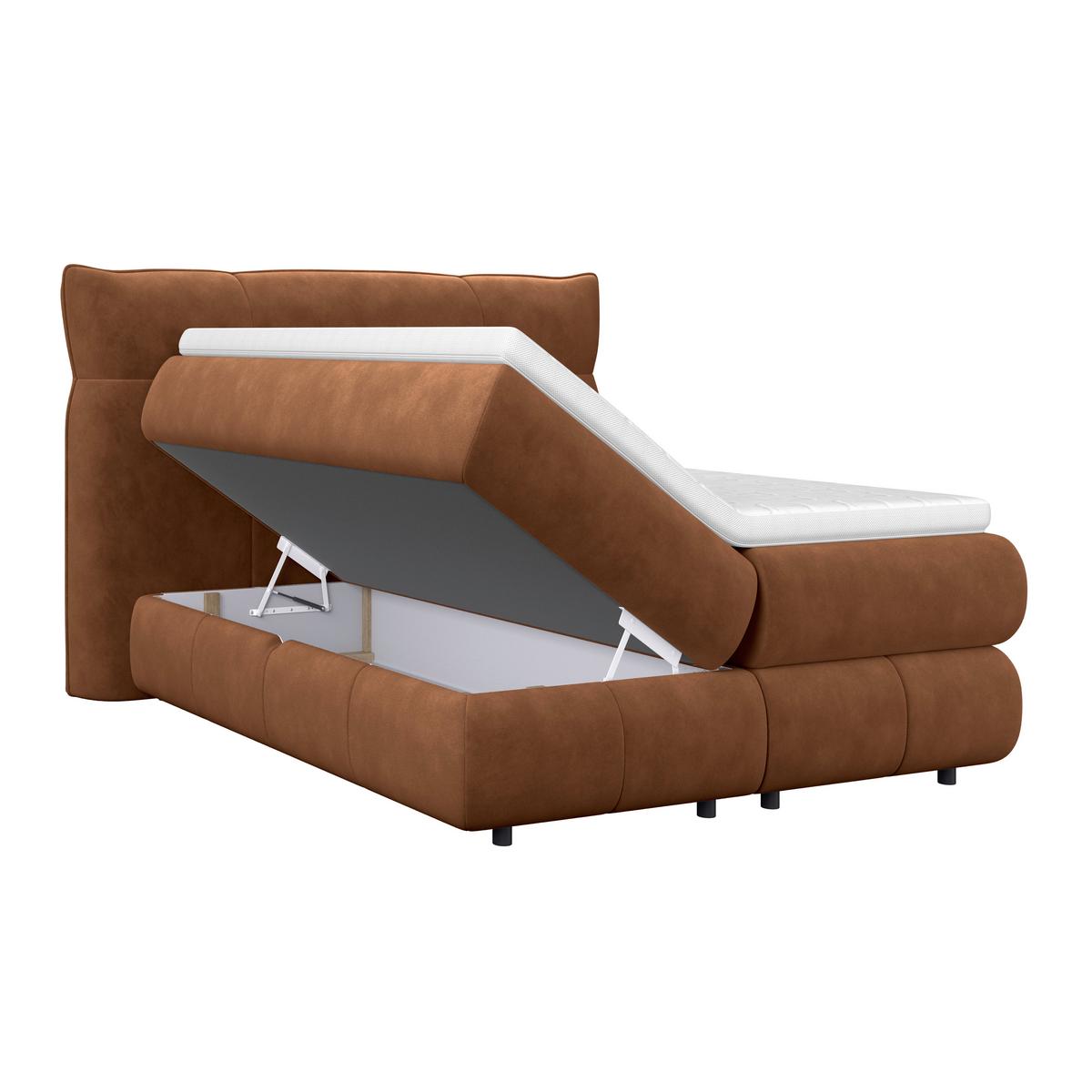 Boxspringbett Carmelo Kupfer 140x200 cm H3 - Schwarz/Kupferfarben, Trend, Textil (140/200cm)