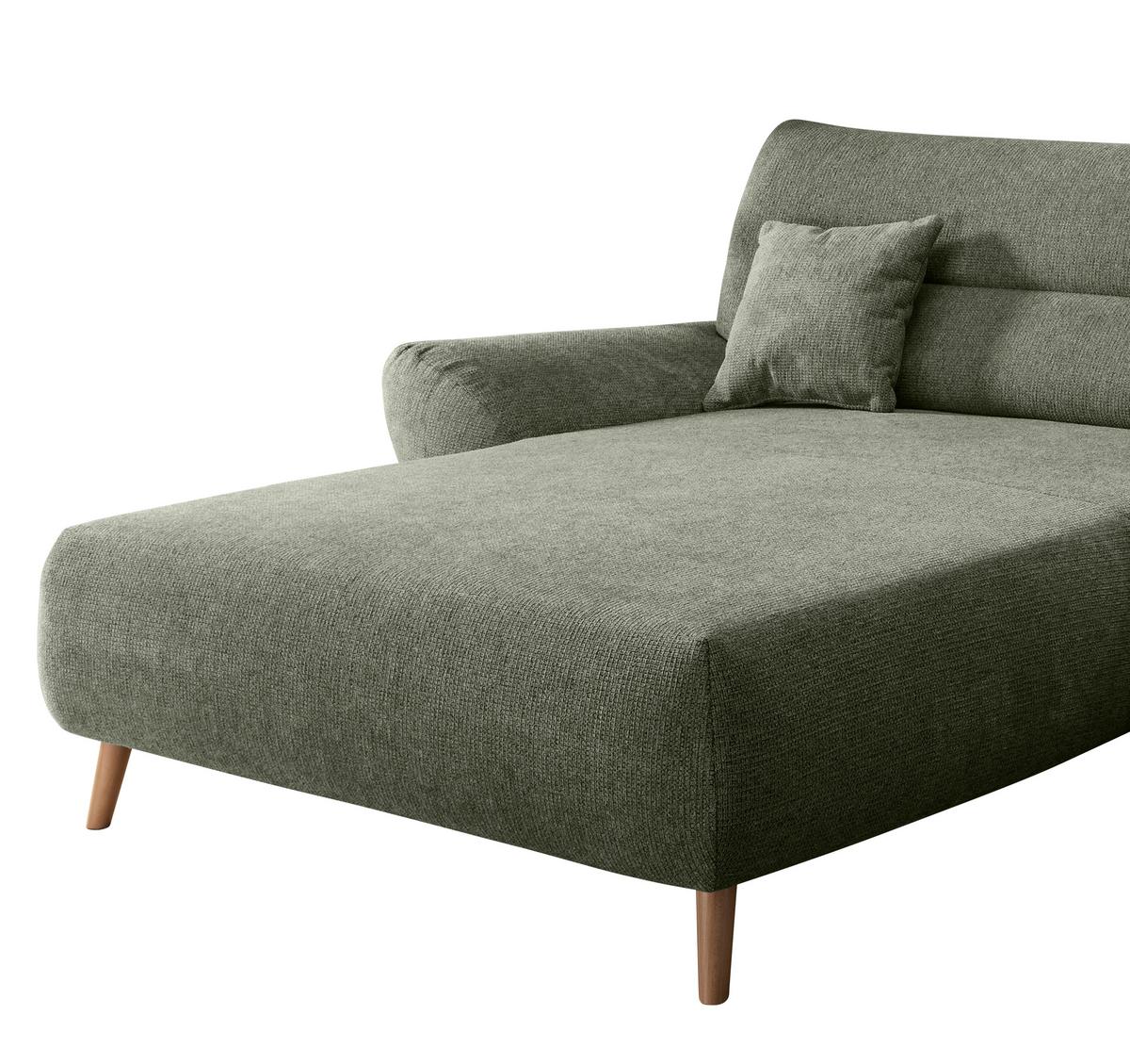 Ecksofa Chenille Dunkelgrün S: 166x290 cm - Wildeiche/Dunkelgrün, MODERN, Textil (166/290cm) - MID.YOU