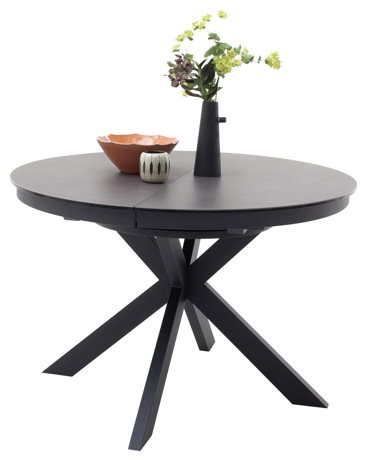 Esstisch ausziehbar Winnipeg 120-160x120 cm Anthrazit - Anthrazit, Design, Keramik/Metall (120-160/120/76cm) - Livetastic