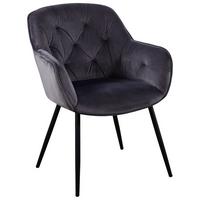 Armlehnstuhl Salerno Samtbezug Grau Gepolstert - Schwarz/Grau, MODERN, Textil/Metall (63/87/64cm) - MID.YOU