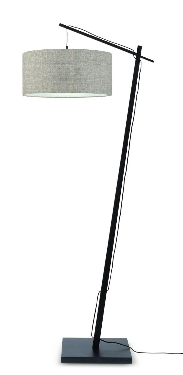 Stehlampe Andes Schwarz/beige Mit Fußschalter - Beige/Schwarz, Design, Naturmaterialien/Textil (47/176/23cm) - Good & Mojo