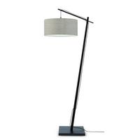 Stehlampe Andes Schwarz/Beige mit Fußschalter - Beige/Schwarz, Design, Naturmaterialien/Textil (47/176/23cm) - Good & Mojo