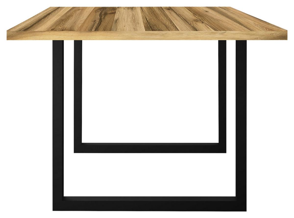 Esstisch Alex Schwarz, Plankeneiche - Plankeneiche/Schwarz, MODERN, Holzwerkstoff/Metall (160/90/78cm) - Livetastic