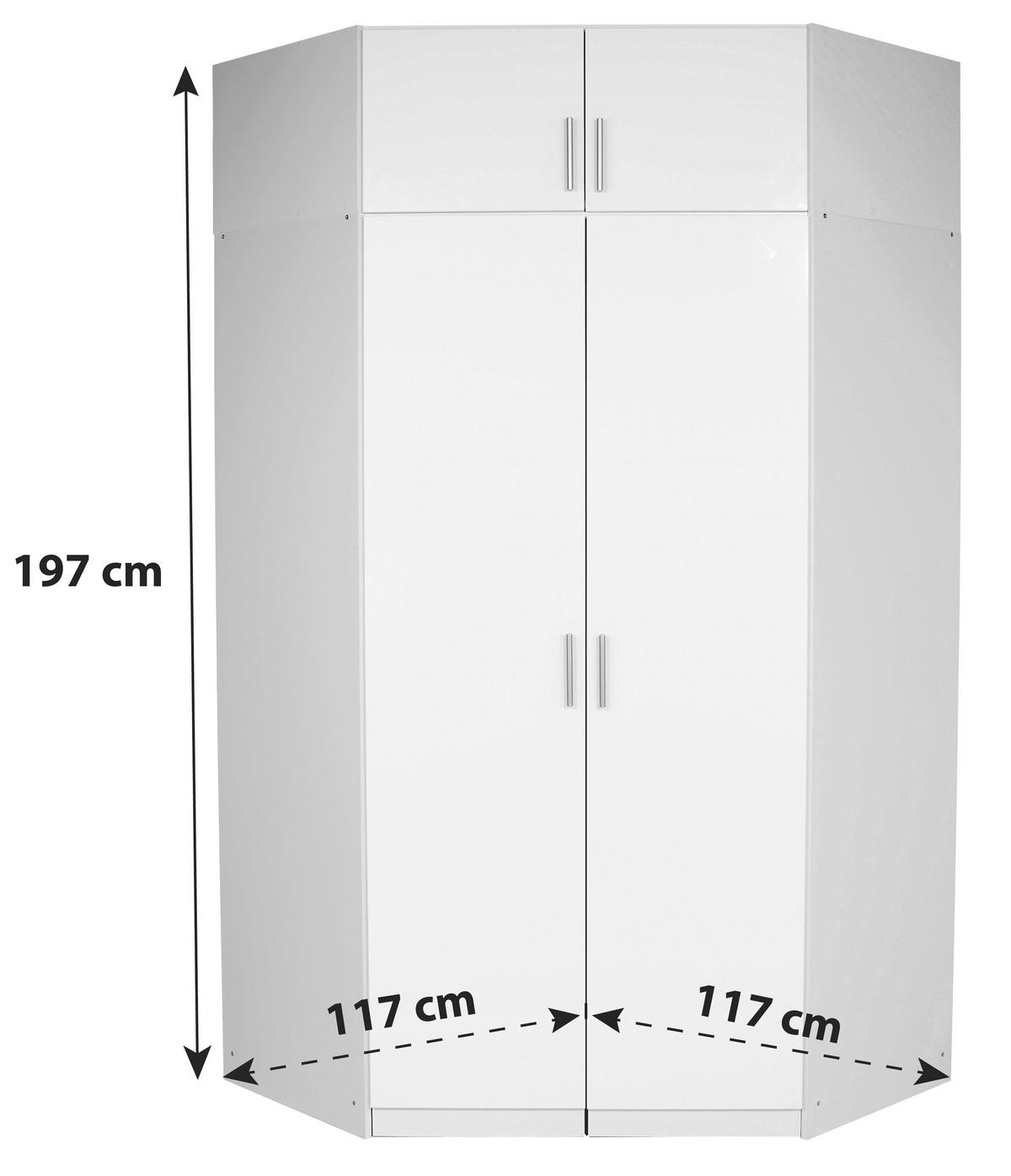 ROHOVÁ SKŘÍŇ CELLE - bílá/barvy hliníku, Moderní, kompozitní dřevo/plast (117/197/117cm)