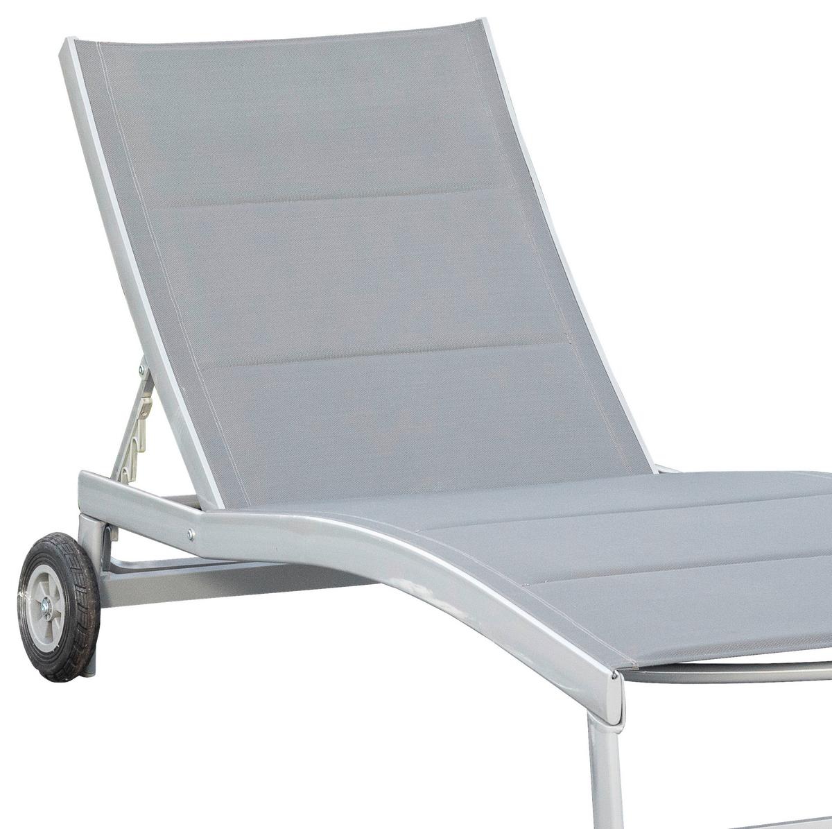 Gartenliege San Marino Metall/ Textil verstellbar mit Räder - Silberfarben/Grau, KONVENTIONELL, Textil/Metall (70/37,5/207cm) - Gardenson