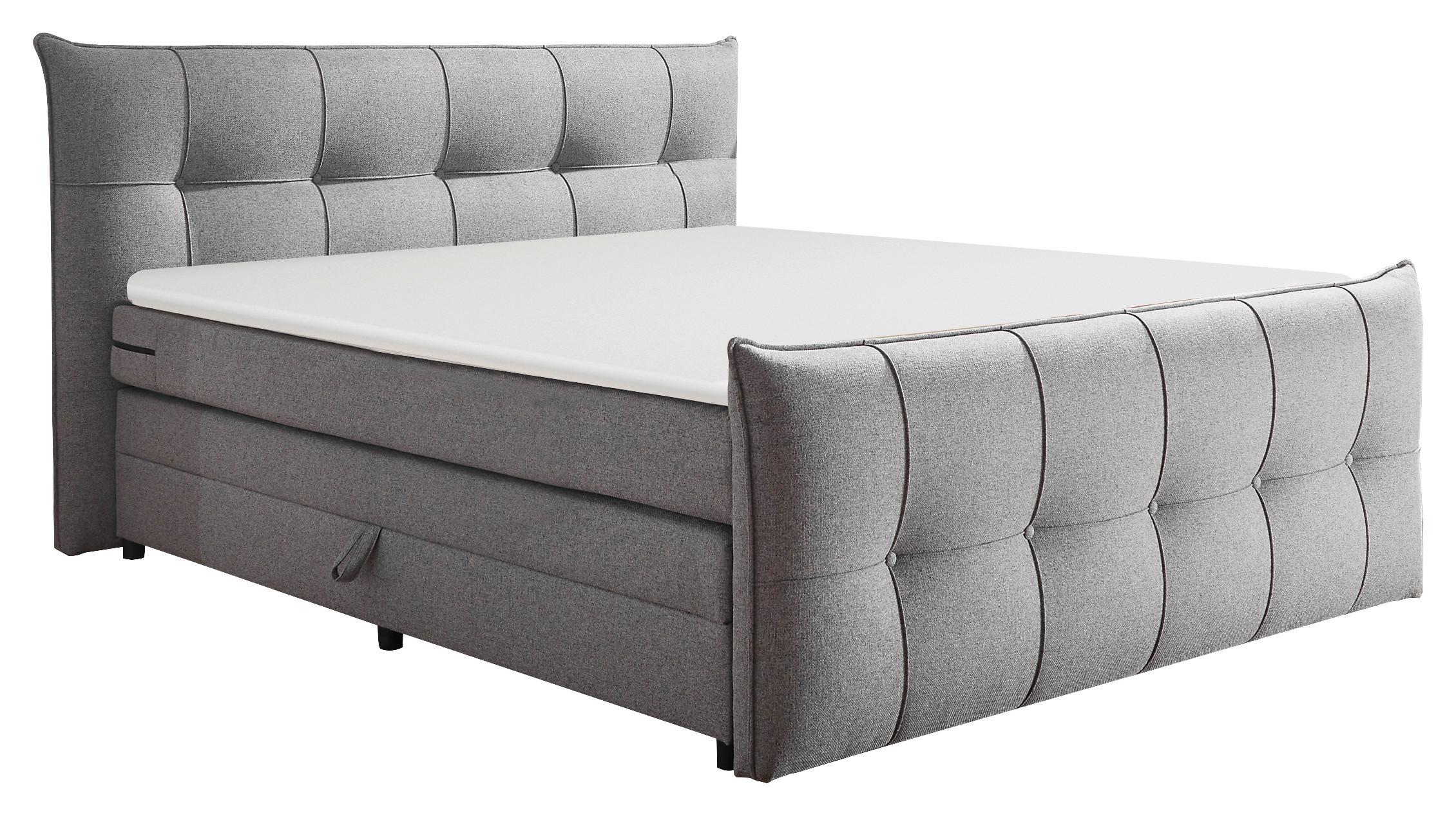 Boxspringbett Manchester 6 - Dunkelgrau/Schwarz, MODERN, Holzwerkstoff/Textil (180/200cm) - MID.YOU